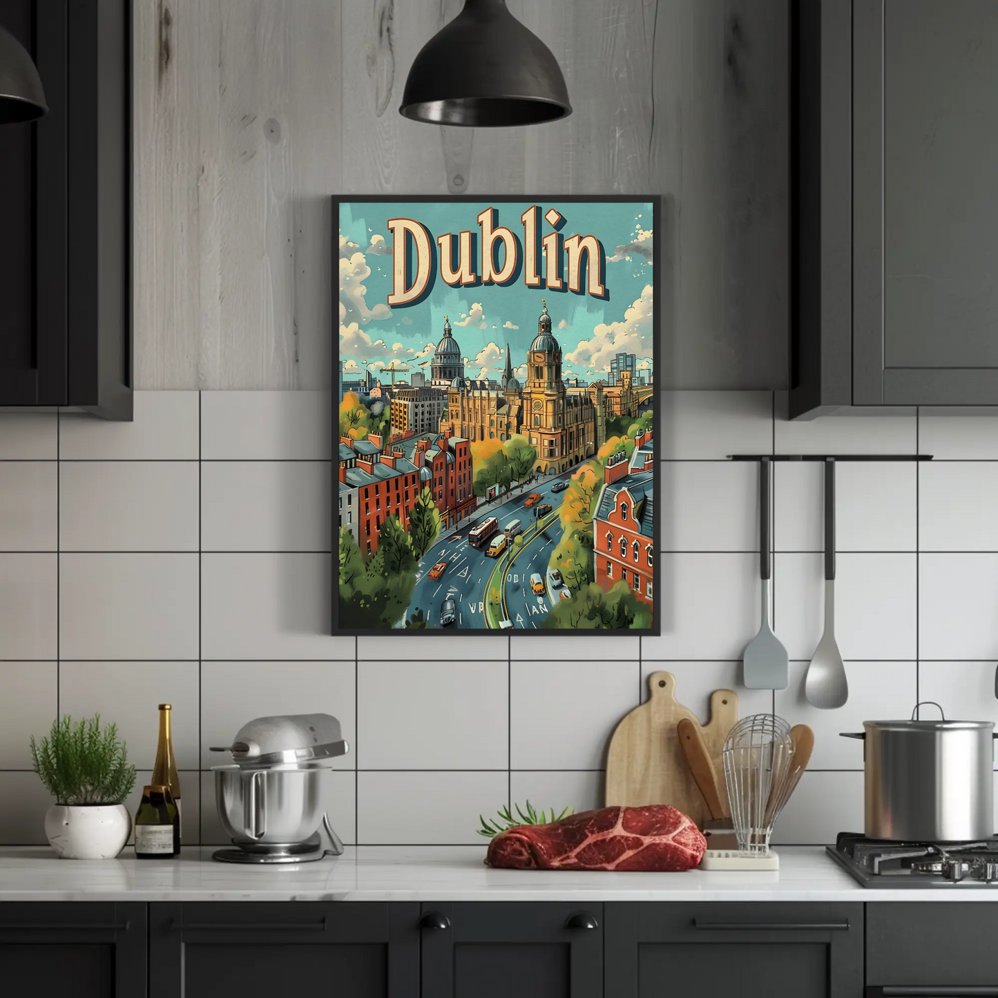 Vintage Poster - Dublin Skyline View