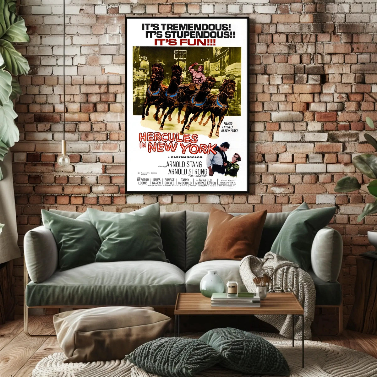 Hercules Conquers New York Mythology Poster Retro Wall Art