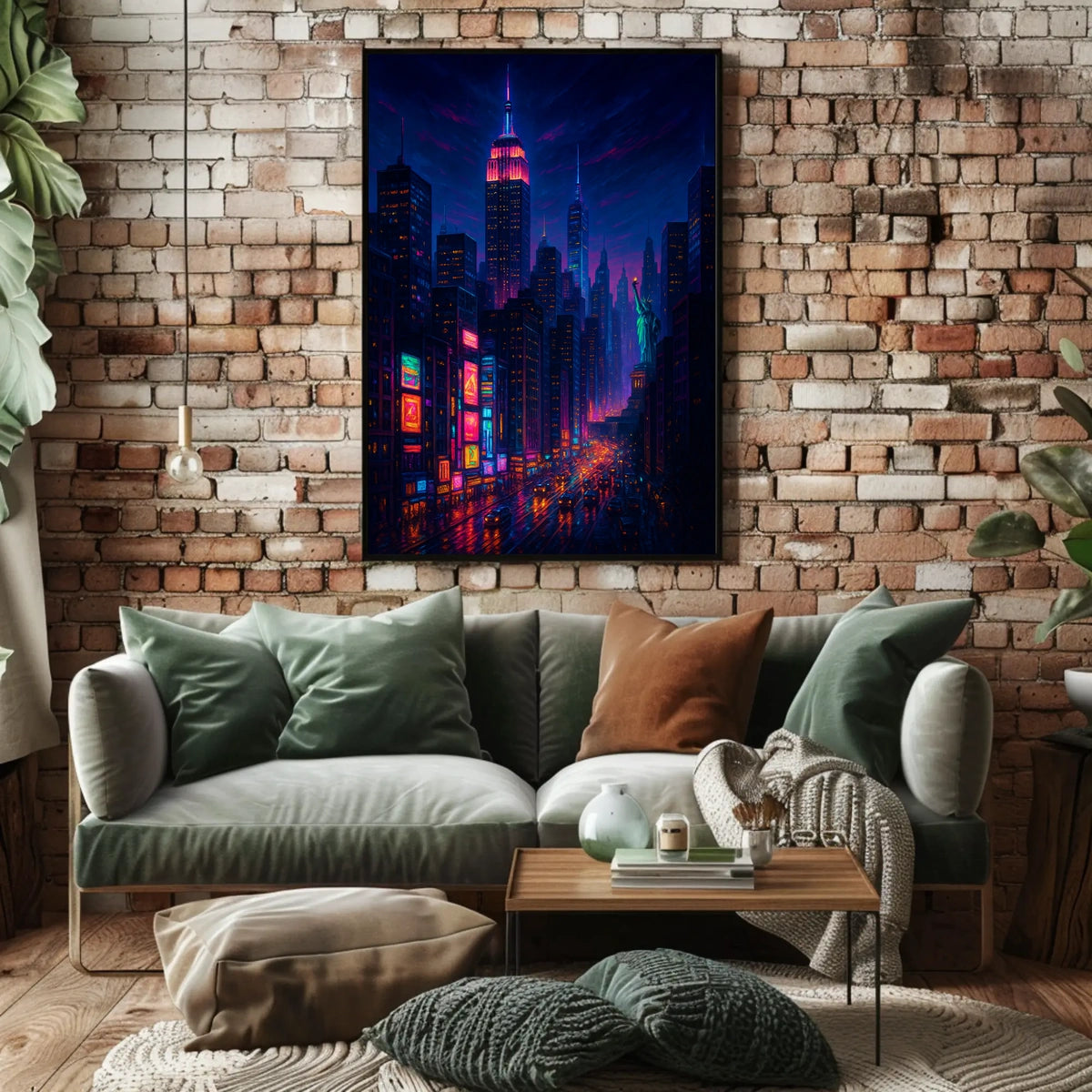 New York City Neon Cityscape Poster Modern Wall Art