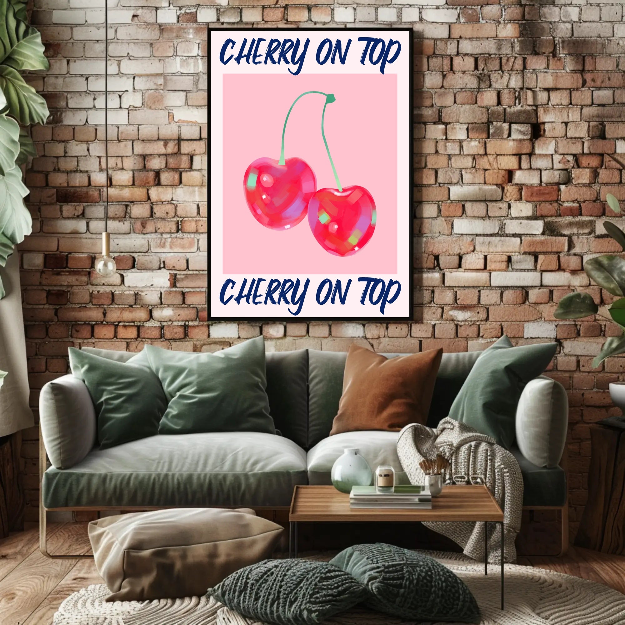 Cherry Delight: Vibrant Abstract Art Piece - Artistic Poster PosterGoat