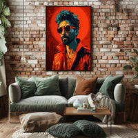 Vibrant Portrait In Red Poster PosterGoat