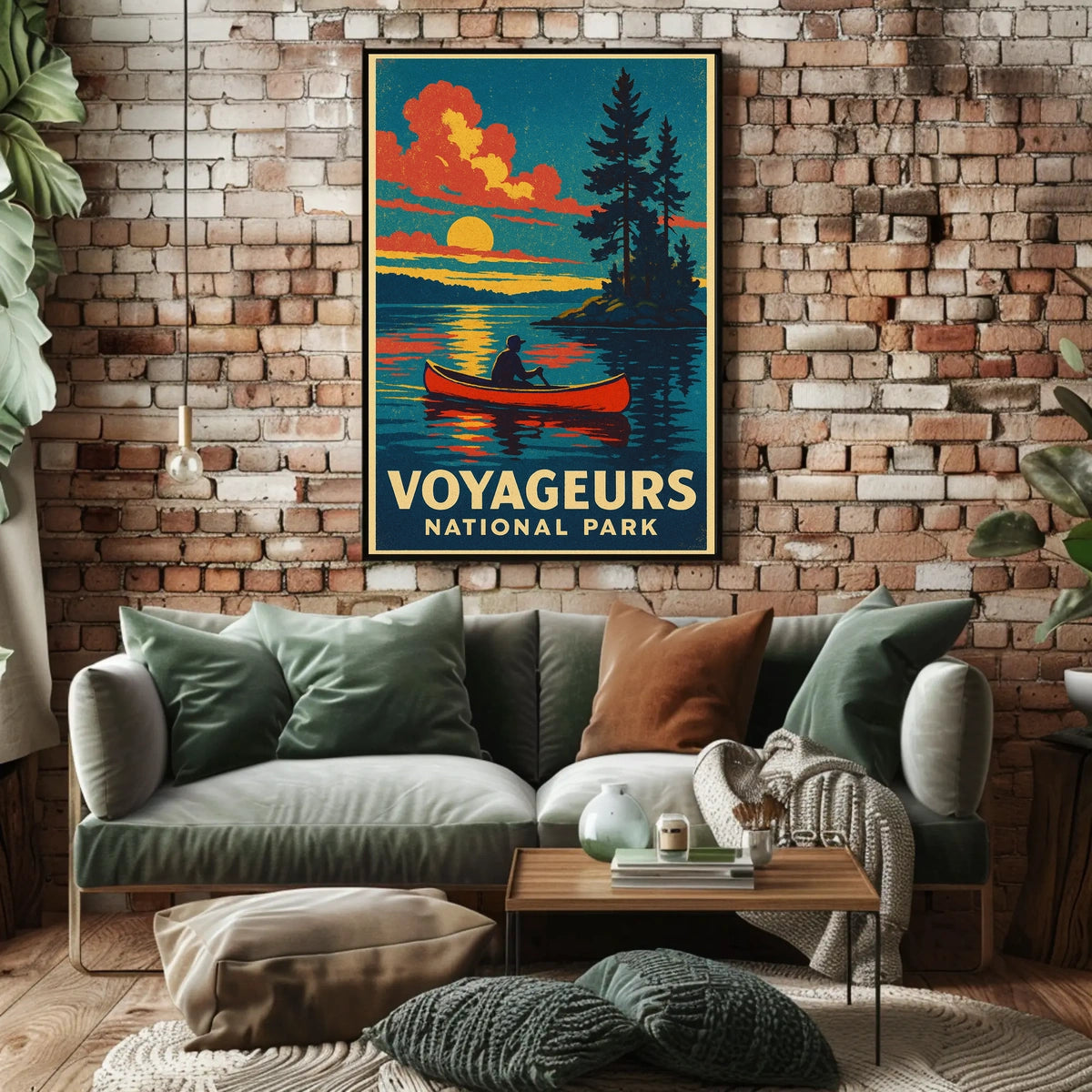 Voyageurs National Park Vintage Canoe Adventure Poster