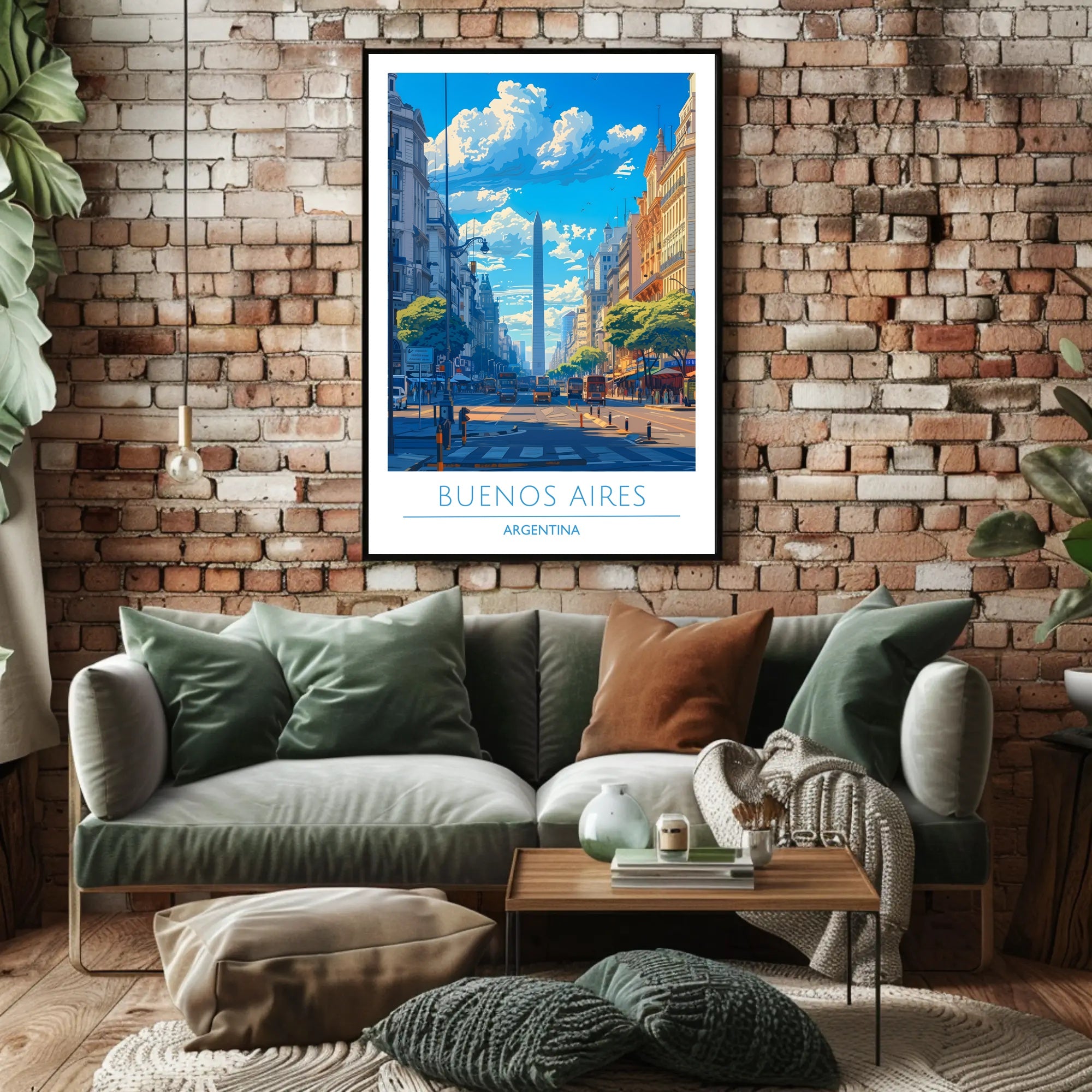 Buenos Aires Obelisk Vibrant Urban Cityscape Travel Poster