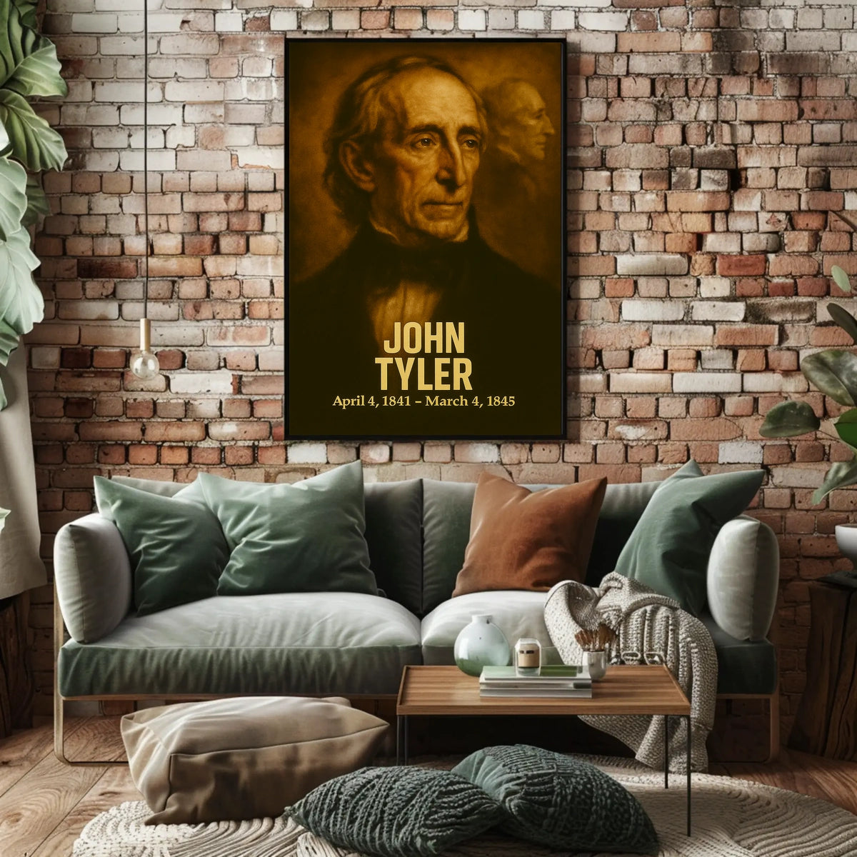 John Tyler Presidential Poster Vintage Analog Film Aesthetic Wall Art Portrait Historical US President Print