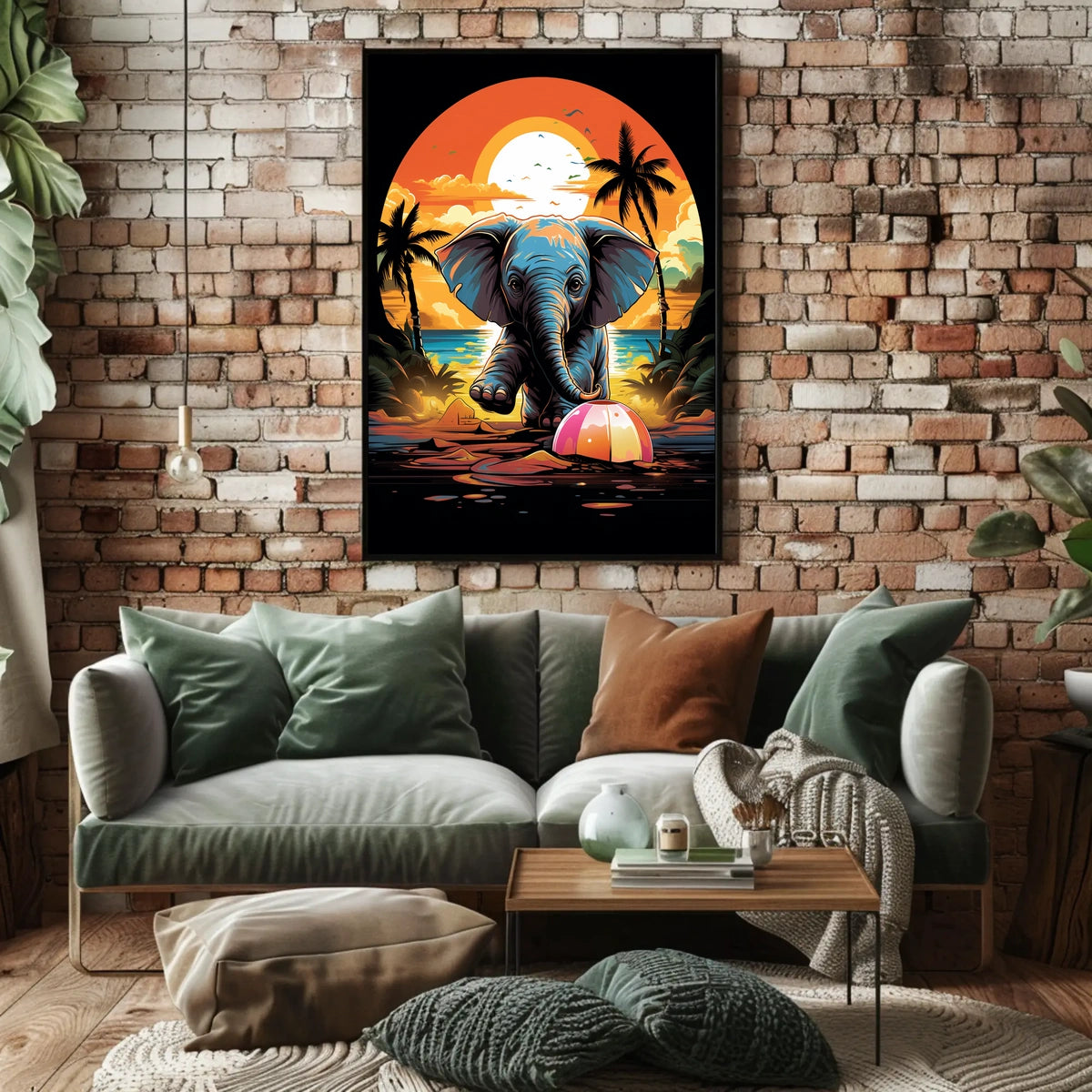 Elephant Paradise At Sunset Poster