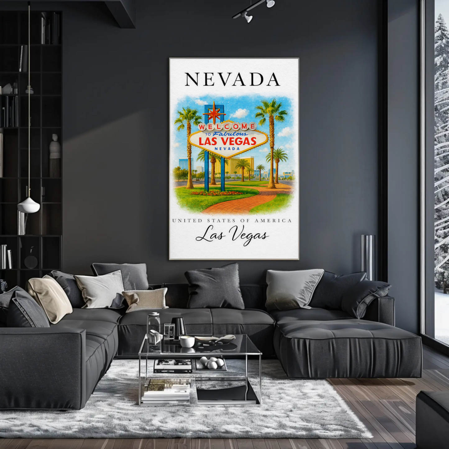 Las Vegas Nevada Welcome Sign Palm Trees Poster Poster