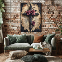 Roses And Cross Poster