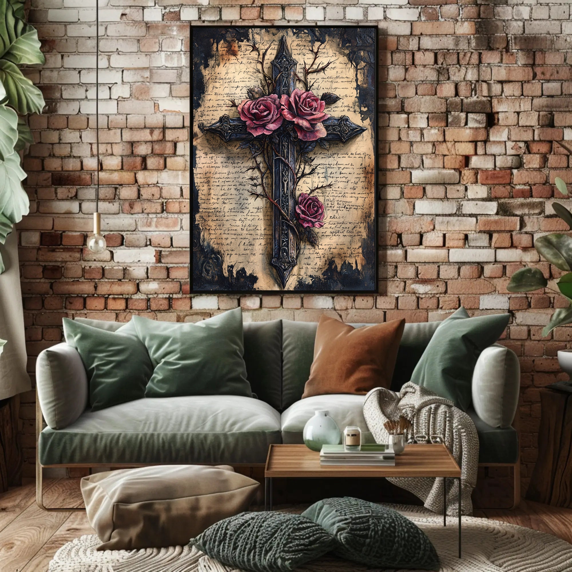 Roses And Cross Poster