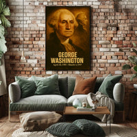 George Washington Vintage Analog Film Aesthetic Poster Presidential Portrait Wall Art Historical Founding Father Print