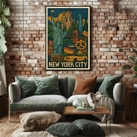 New York City Icons Vibrant Poster Modern Wall Art