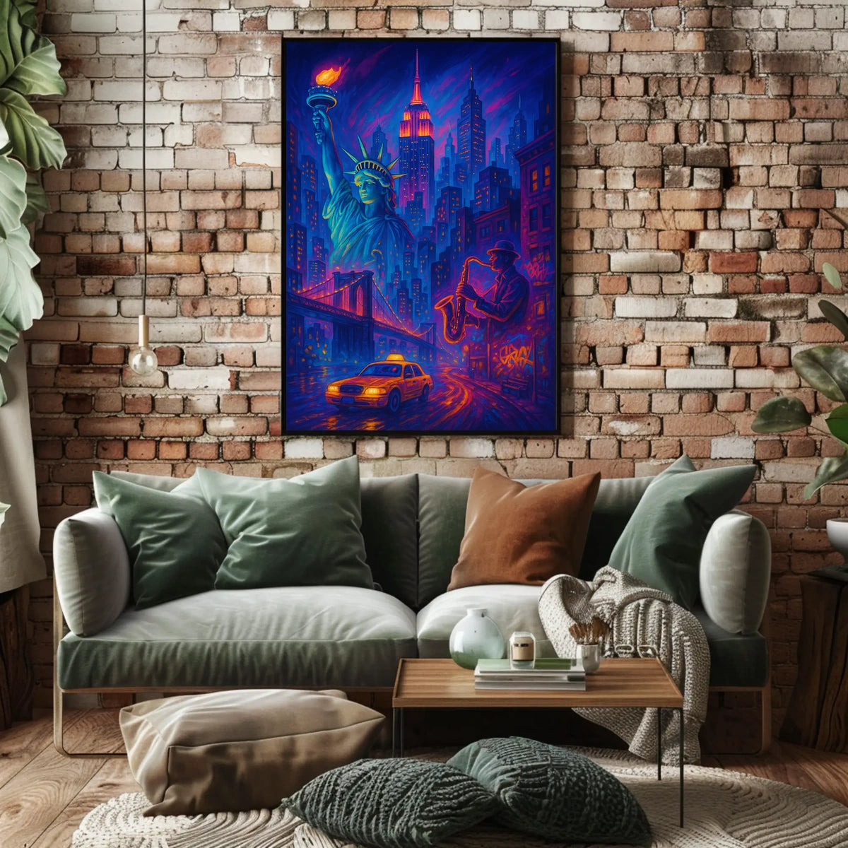 New York City Nightlife Poster Abstract Cityscape Wall Art