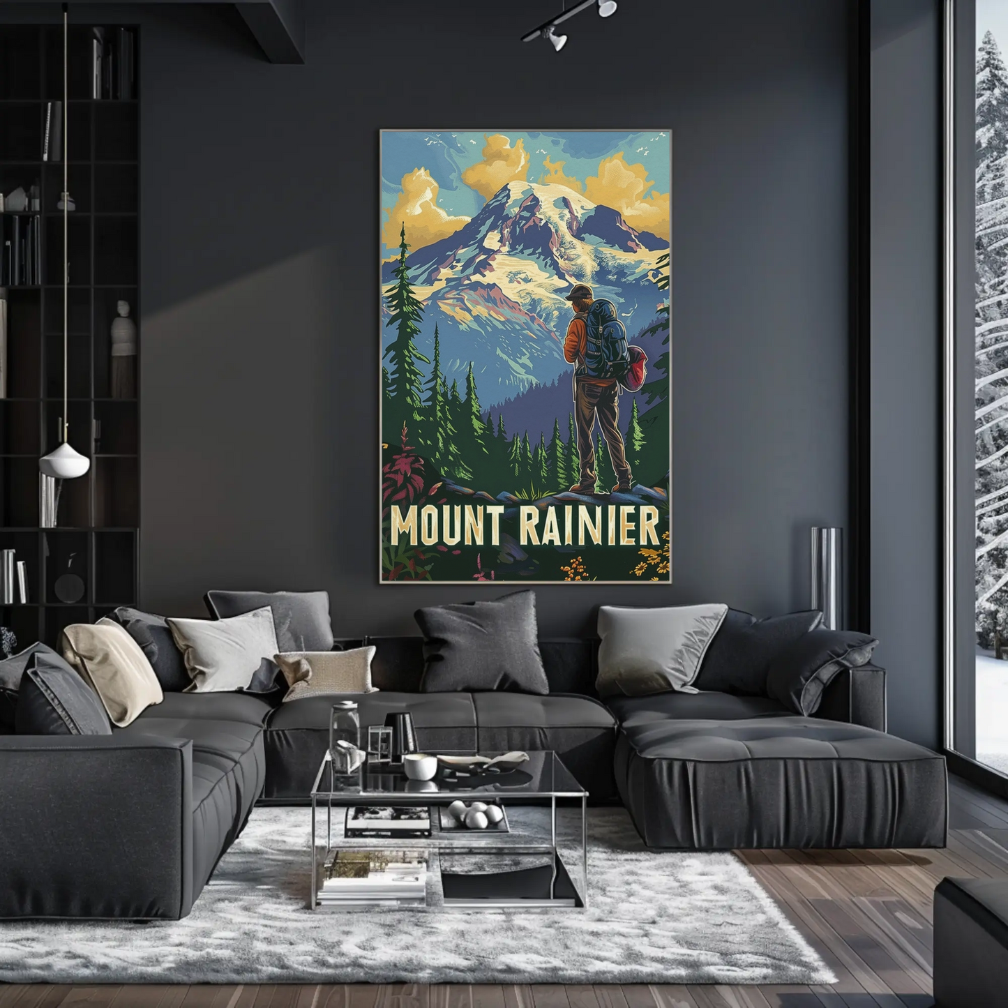Mount Rainier Hiker Wilderness Explorer Poster