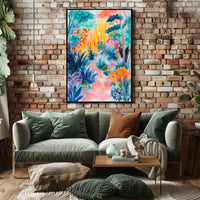Vibrant Jungle Scene Abstract Artistic or Pop Culture Poster