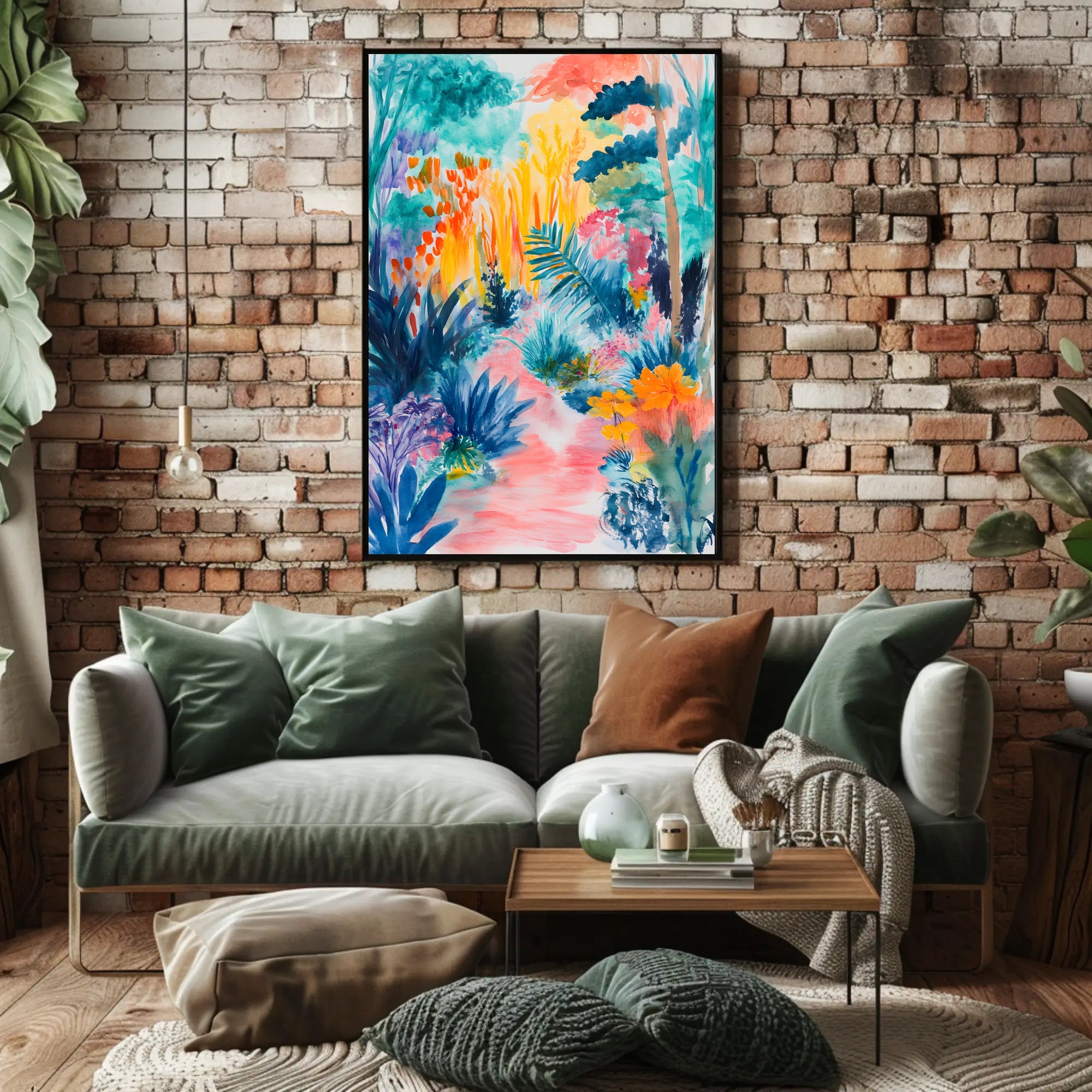 Vibrant Jungle Scene Abstract Artistic or Pop Culture Poster