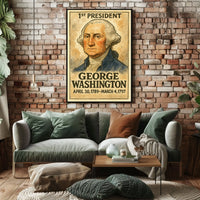 George Washington 1st President of the United States Exaggerated Cartoon Sketch Poster