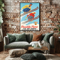 Flexible Flyer Skiing Poster PosterGoat