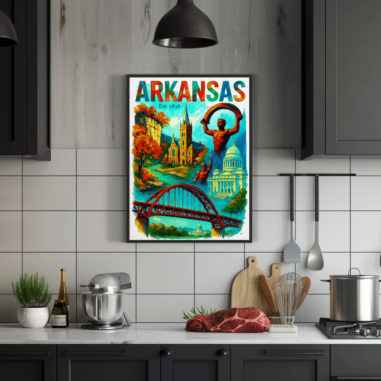 Arkansas Wall Art Vintage Travel Poster