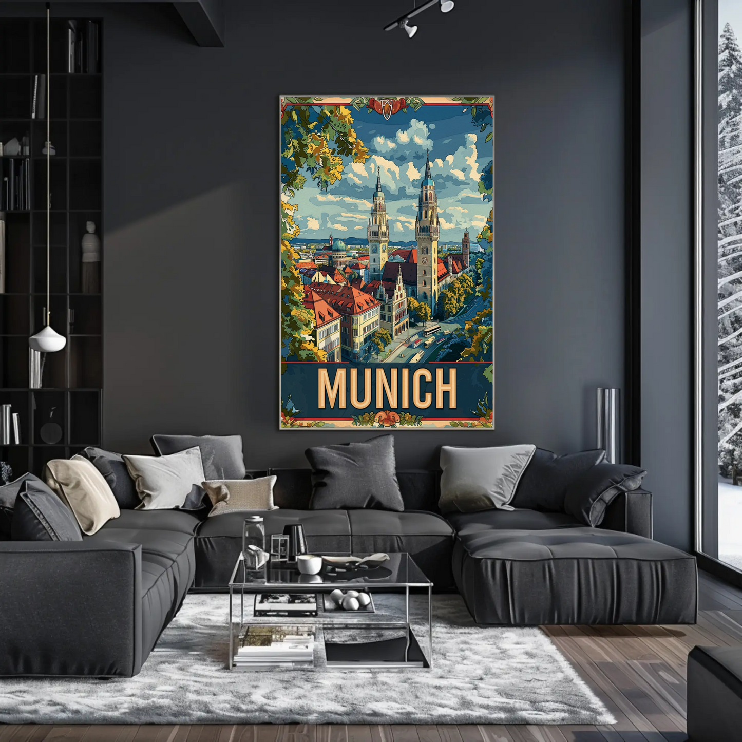 Munich Towers Panorama Germany Travel Poster