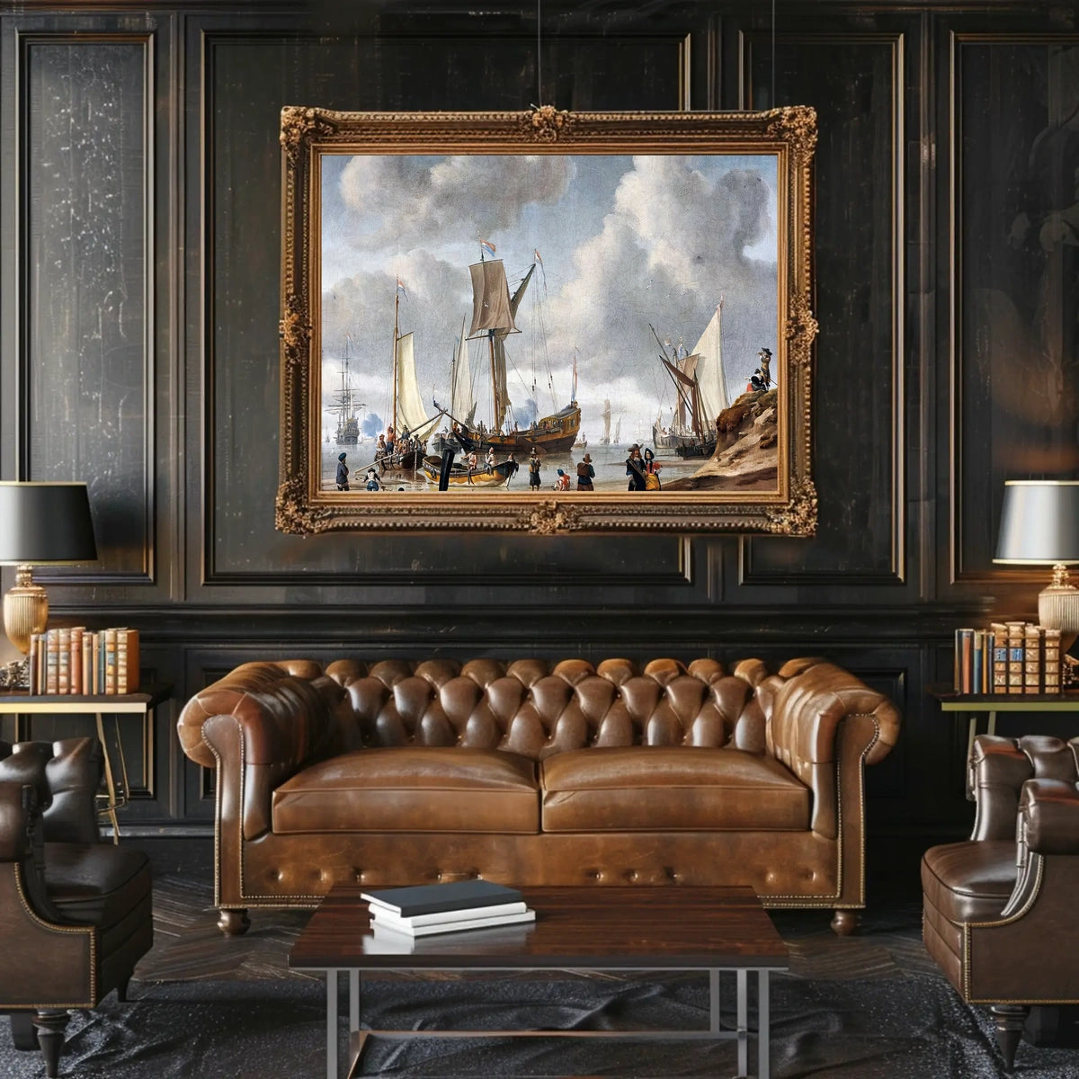 Maritime Adventure in a Bustling Historical Harbor Poster