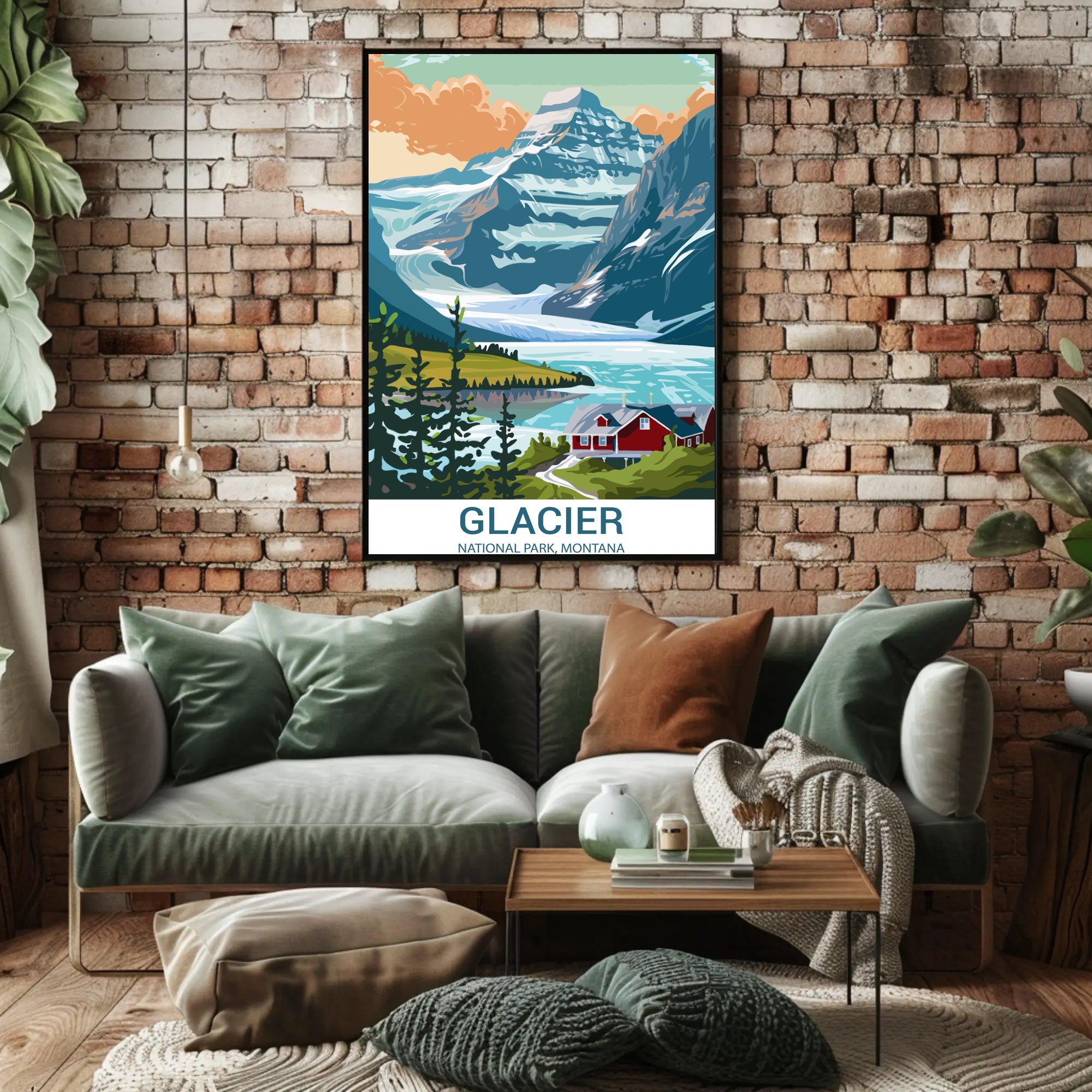 Scenic View of Glacier National Park Travel Poster