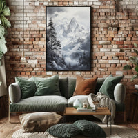 Majestic Snowy Mountainscape Scenic Art Poster