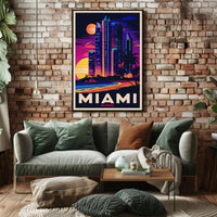 Miami Skyline at Sunset Poster