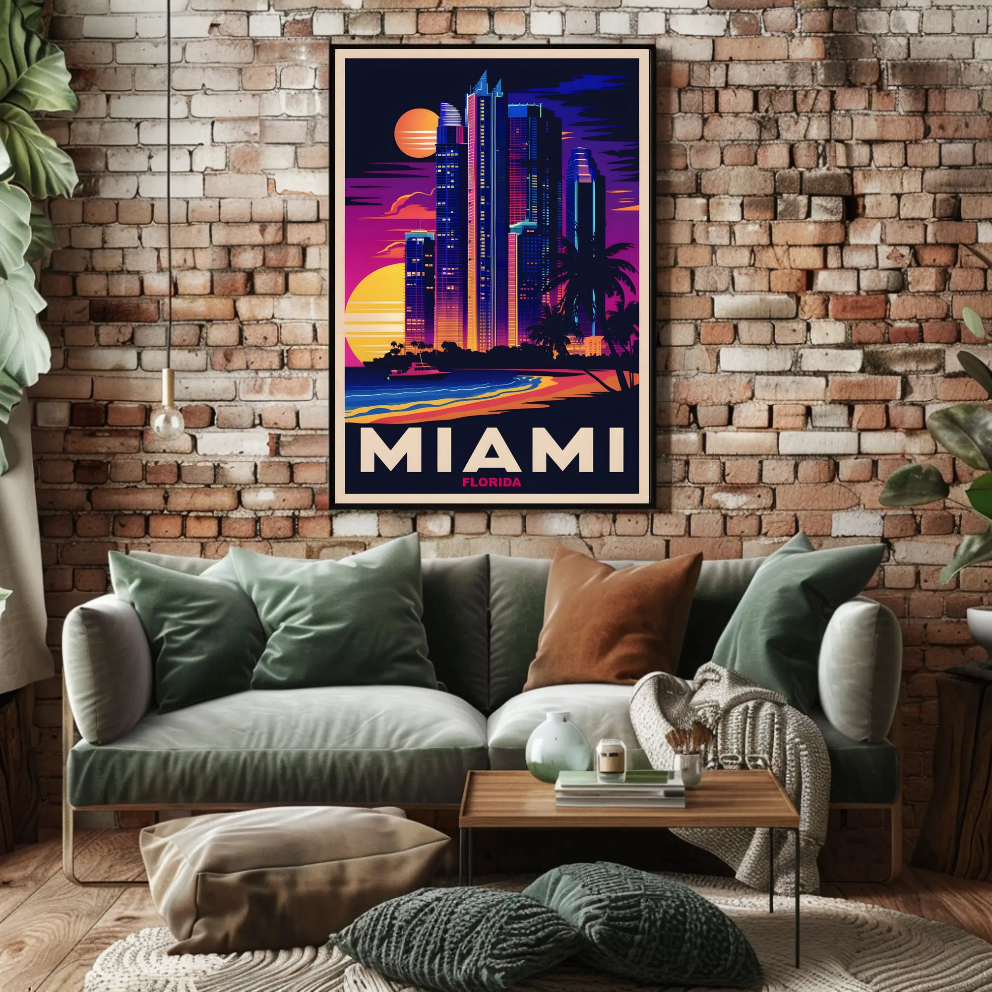 Miami Skyline at Sunset Poster