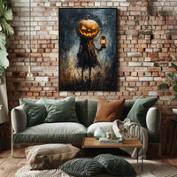 Spooky Scarecrow Halloween Night Artistic Poster