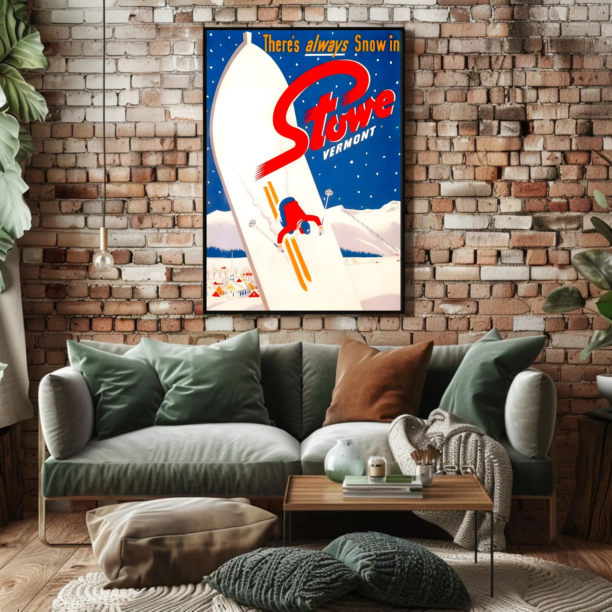 Ski Adventure in Stowe Vermont Travel Poster PosterGoat