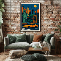 Iconic NYC Skyline And Statue Poster Modern Wall Art