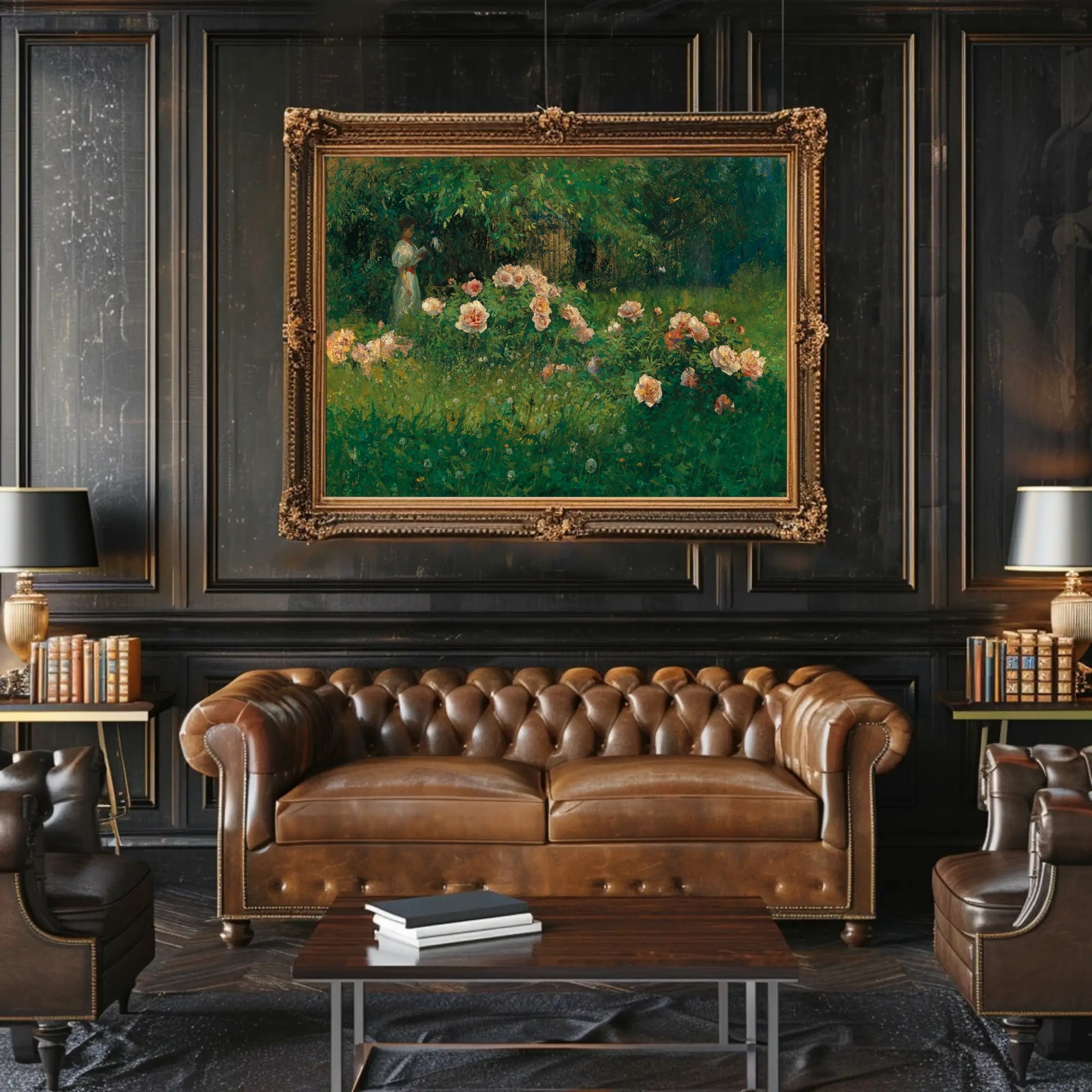 Woman in a Garden of Roses Poster