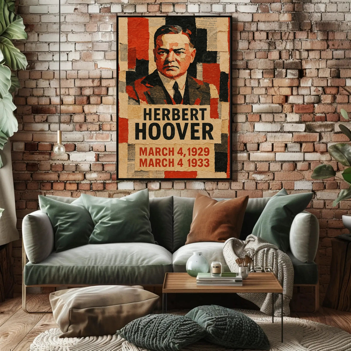 Herbert Hoover 31st President of the United States Layered paper Collage Poster