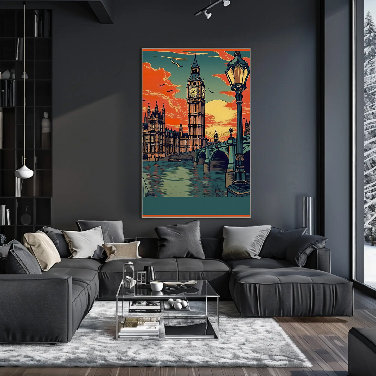 Big Ben London Sunset River Bridge Travel Poster
