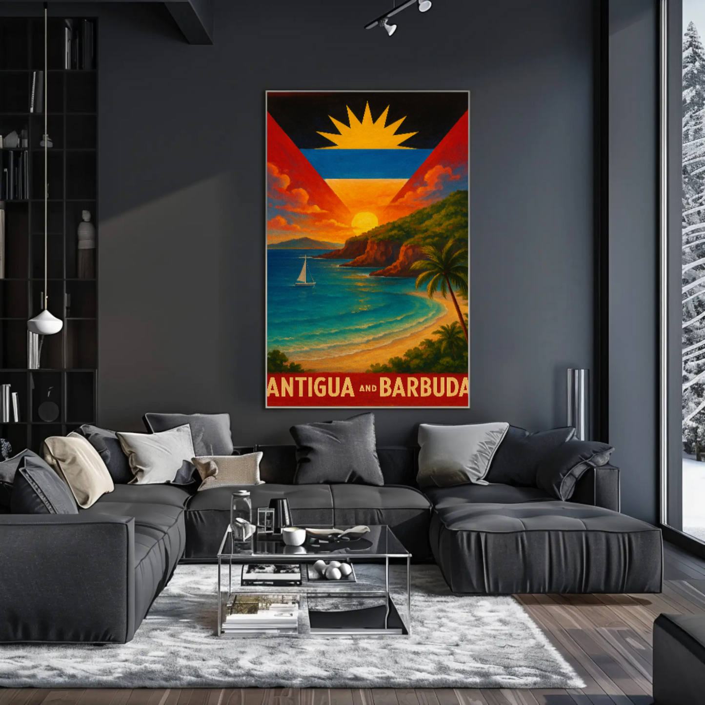 Tropical Paradise Antigua and Barbuda Travel Poster