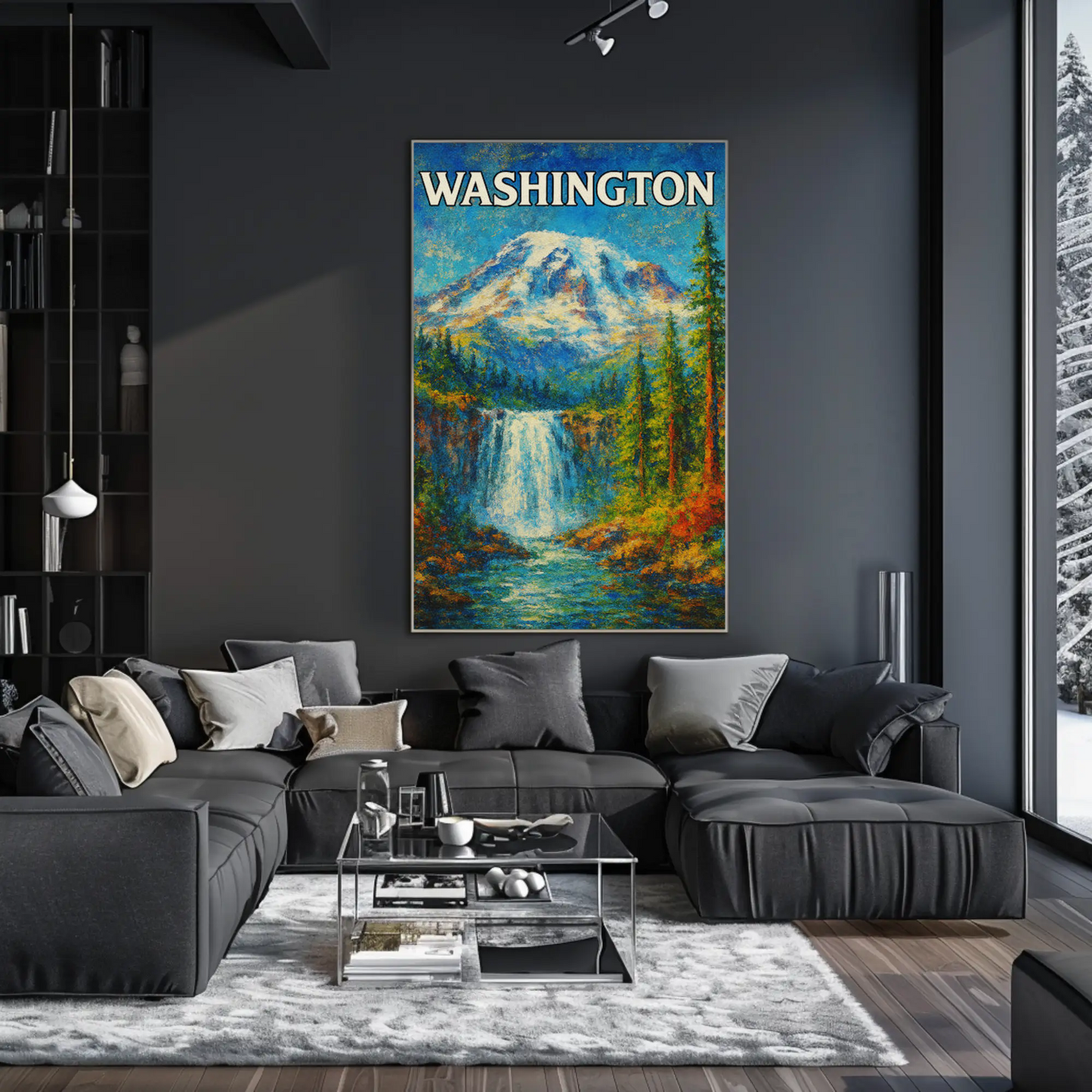 Washington Evergreen State Seattle Mount Rainier Travel Poster