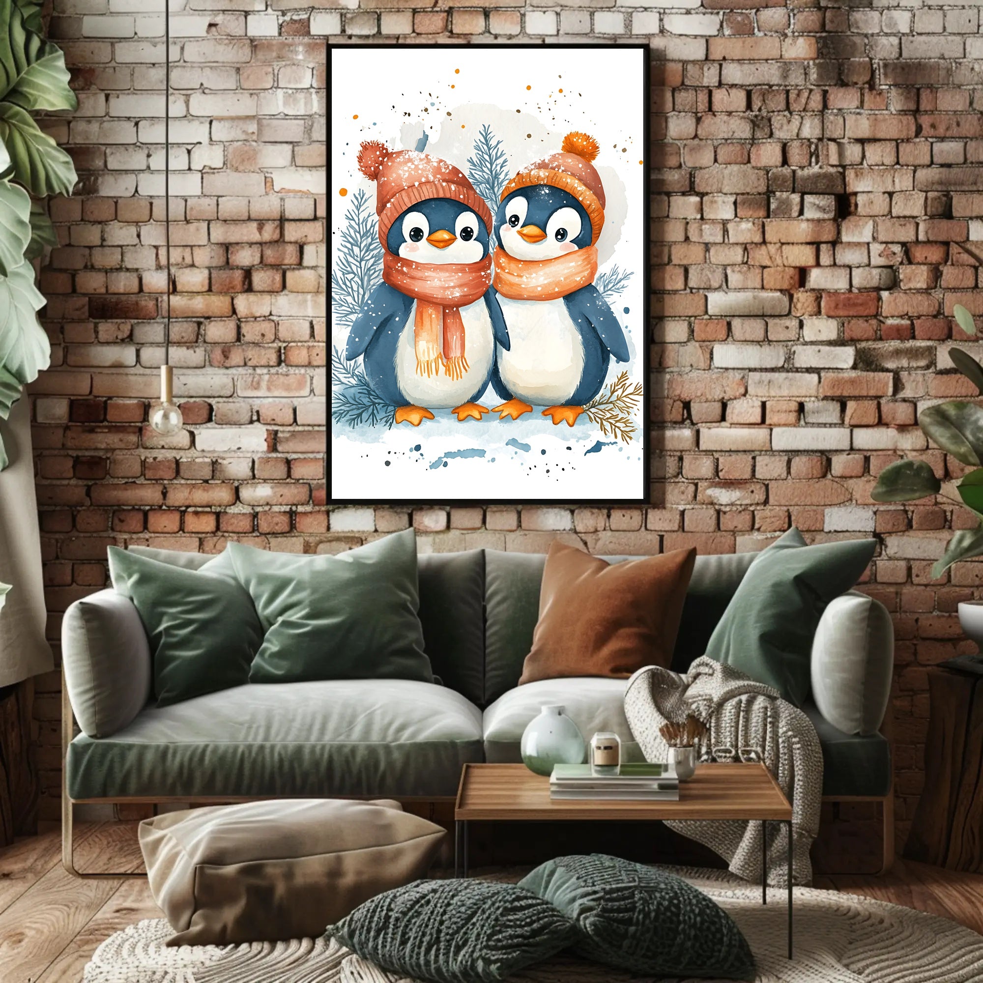 Charming Winter Penguins in Whimsical Animal Poster