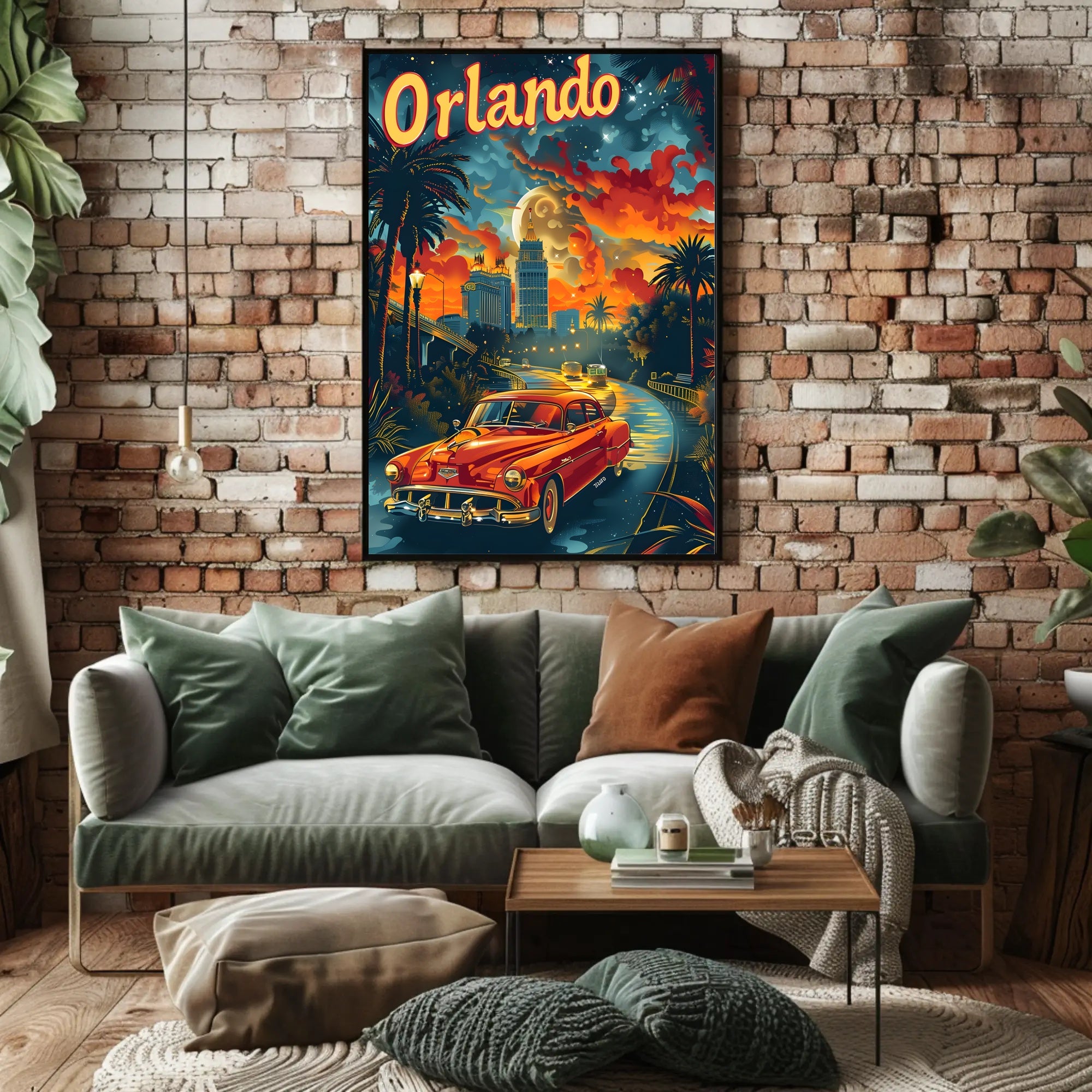 Vintage Orlando Adventure: Classic Car Travel Poster