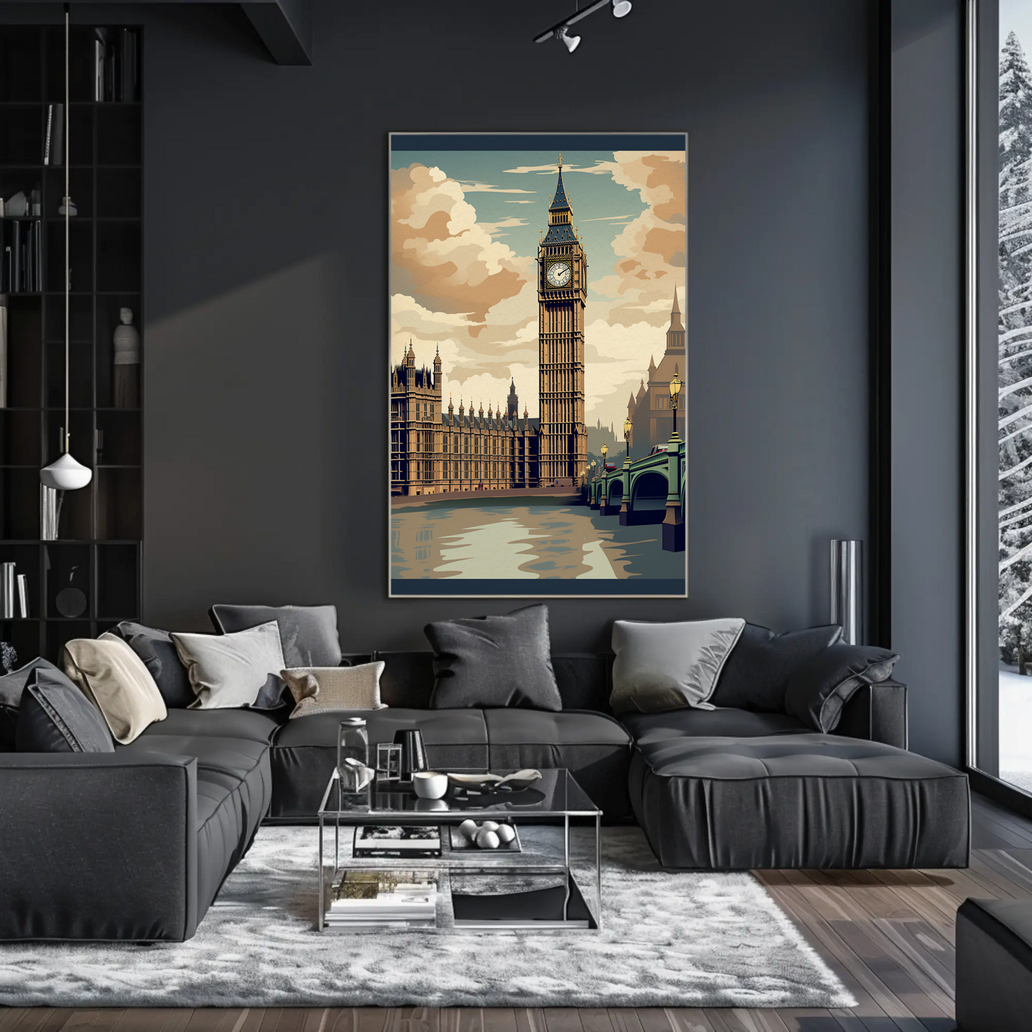London Big Ben Westminster Bridge River Thames Travel Poster