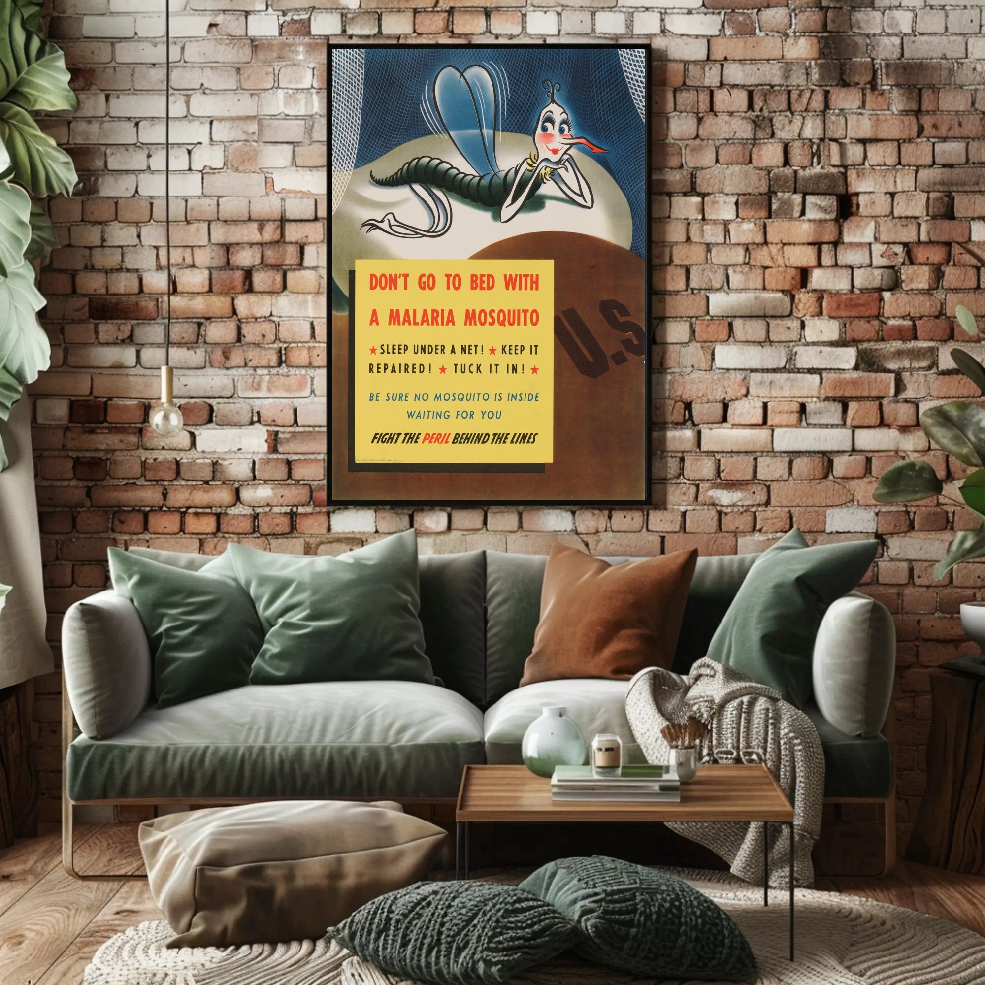 WWII Malaria Awareness Mosquito Net Poster PosterGoat