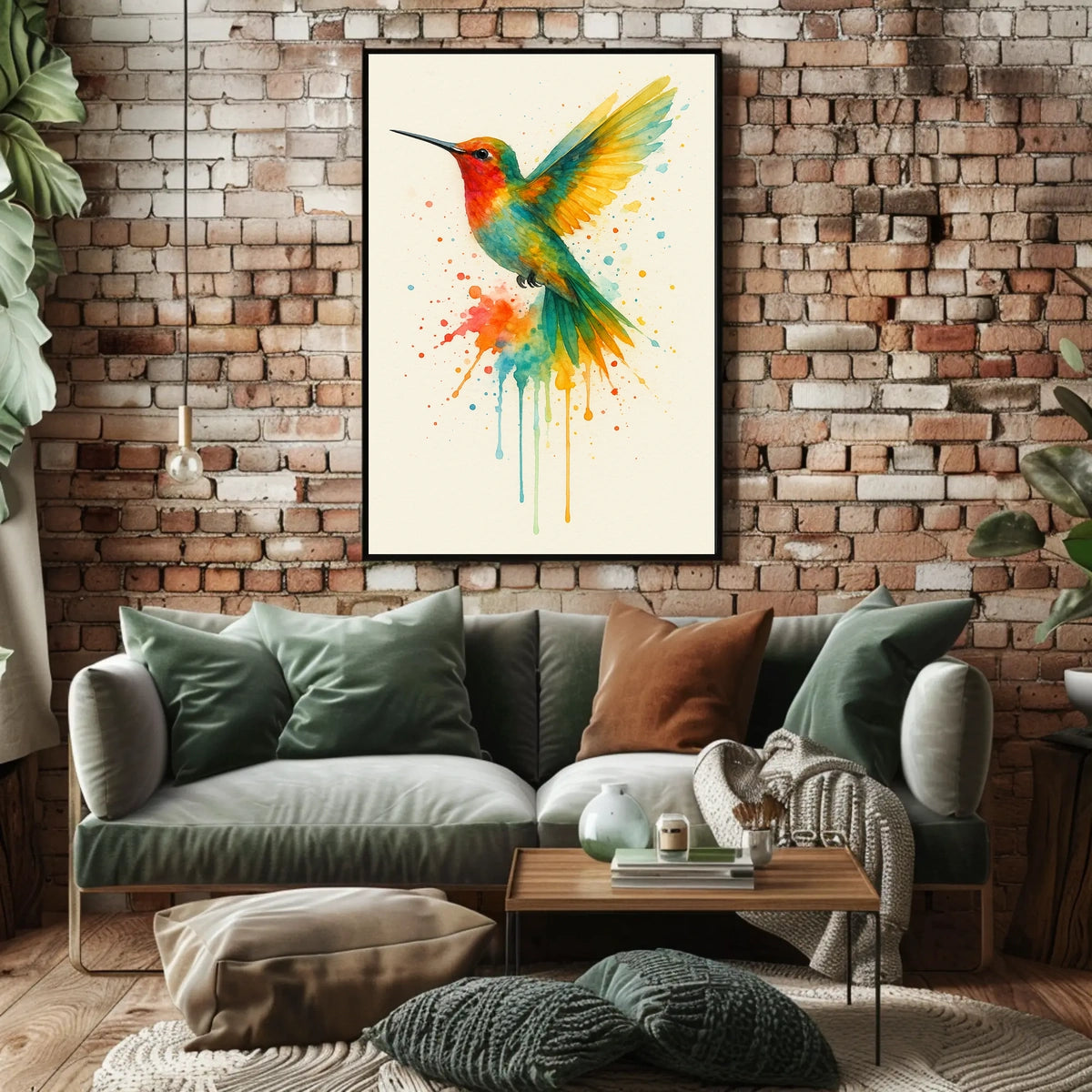 Vibrant Hummingbird Splash Poster