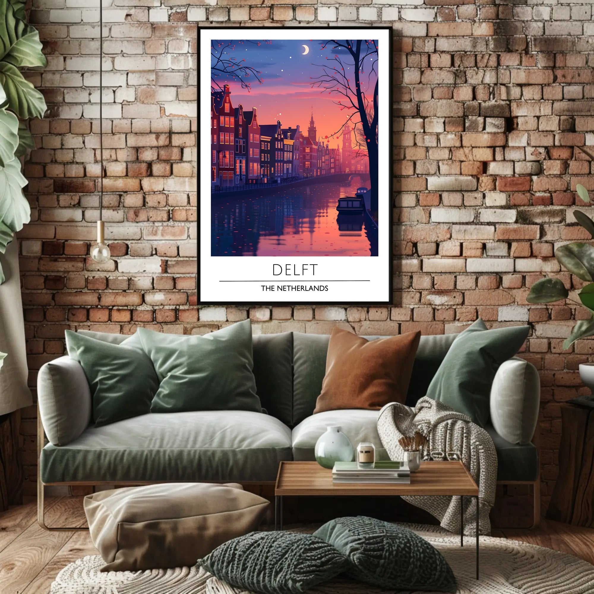 Serene Evening Scene of Delft Urban or Cityscape Poster