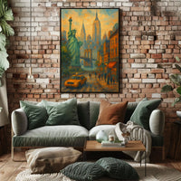 New York City Skyline Poster Modern Travel Wall Art