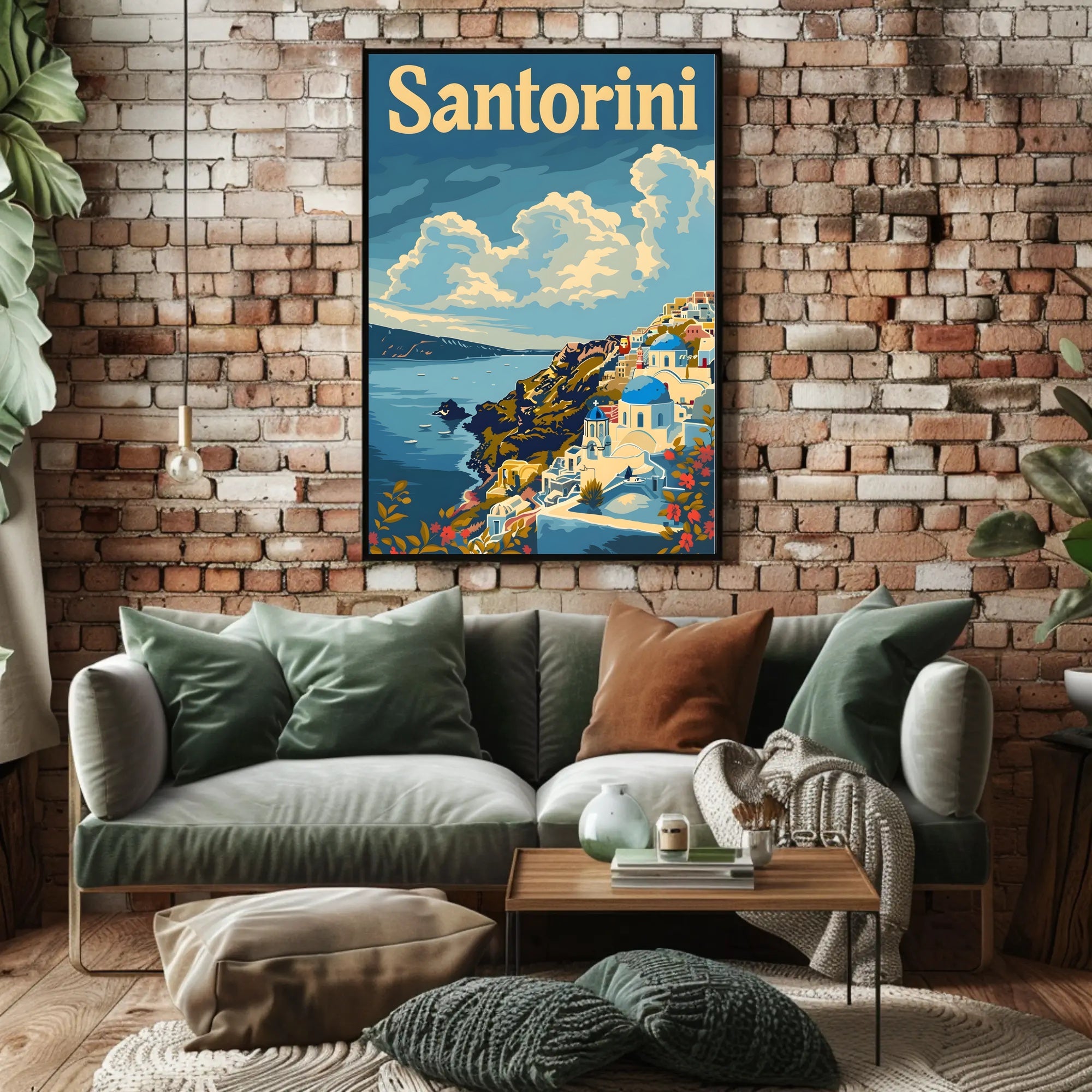 Santorini Dreamscape Coastal Scene Art Travel Poster