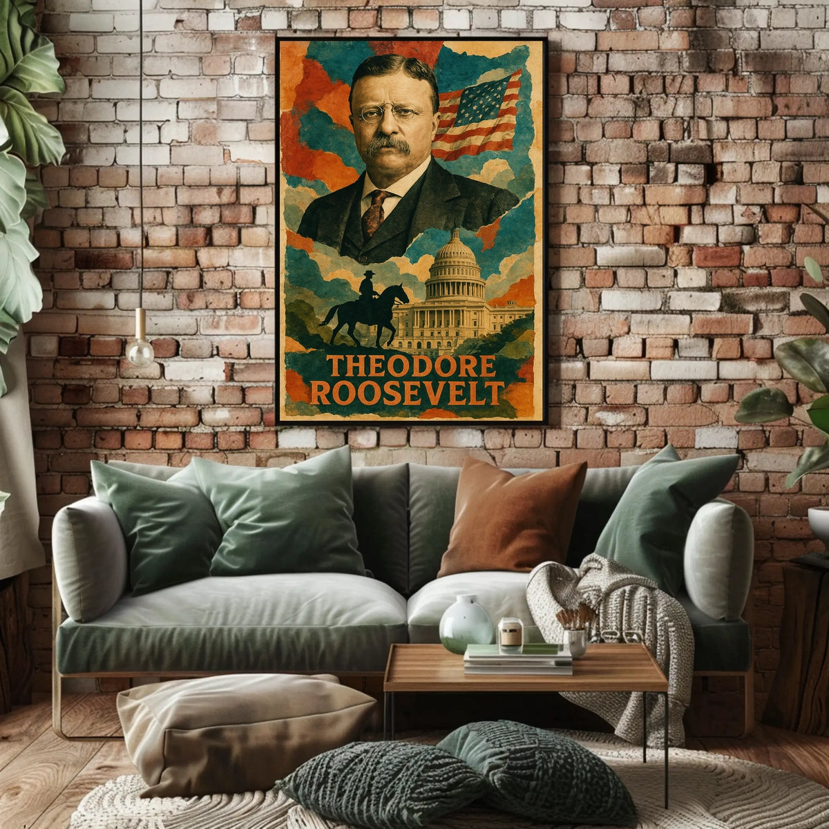 Theodore Roosevelt 26th President of the United States Layered Digital Collage Poster