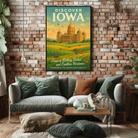 Discover Iowa Land of Rolling Fields Poster