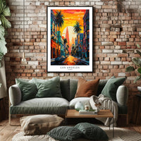 Los Angeles Vibrant Urban Scene Art Print - Urban or Cityscape Poster PosterGoat