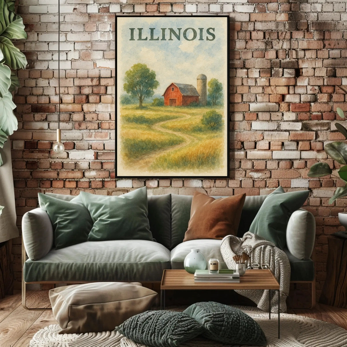 Illinois Countryside Dreamer Rustic Poster