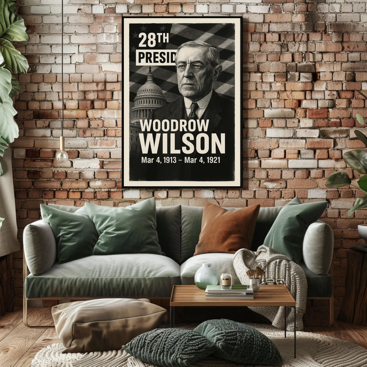 Woodrow Wilson 28th President of the United States Digital Montaje Poster