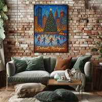 Detroit Winter Wonderland Vintage Collectors Poster