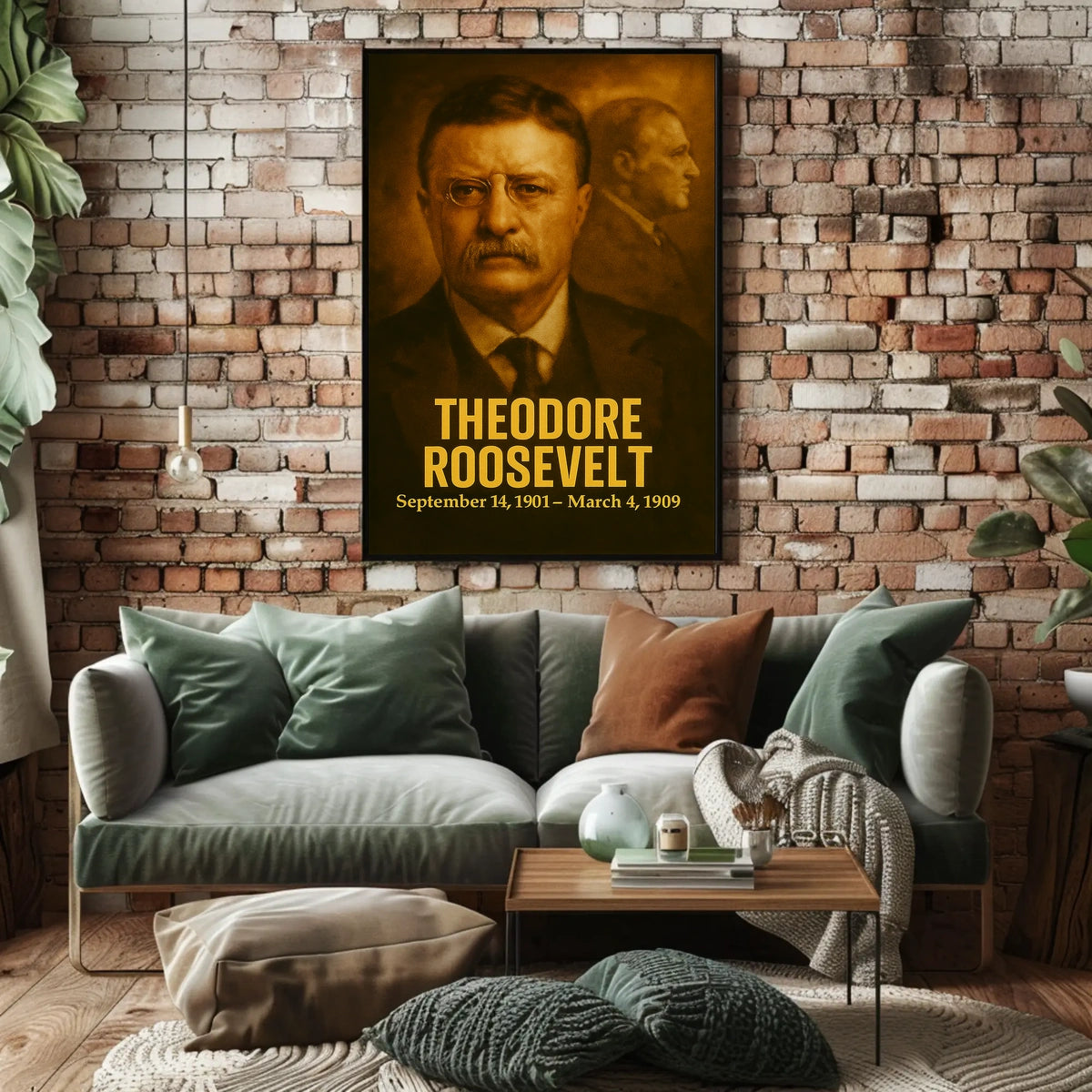 Theodore Roosevelt Poster Vintage Analog Film Aesthetic Presidential Portrait Wall Art Historical Print